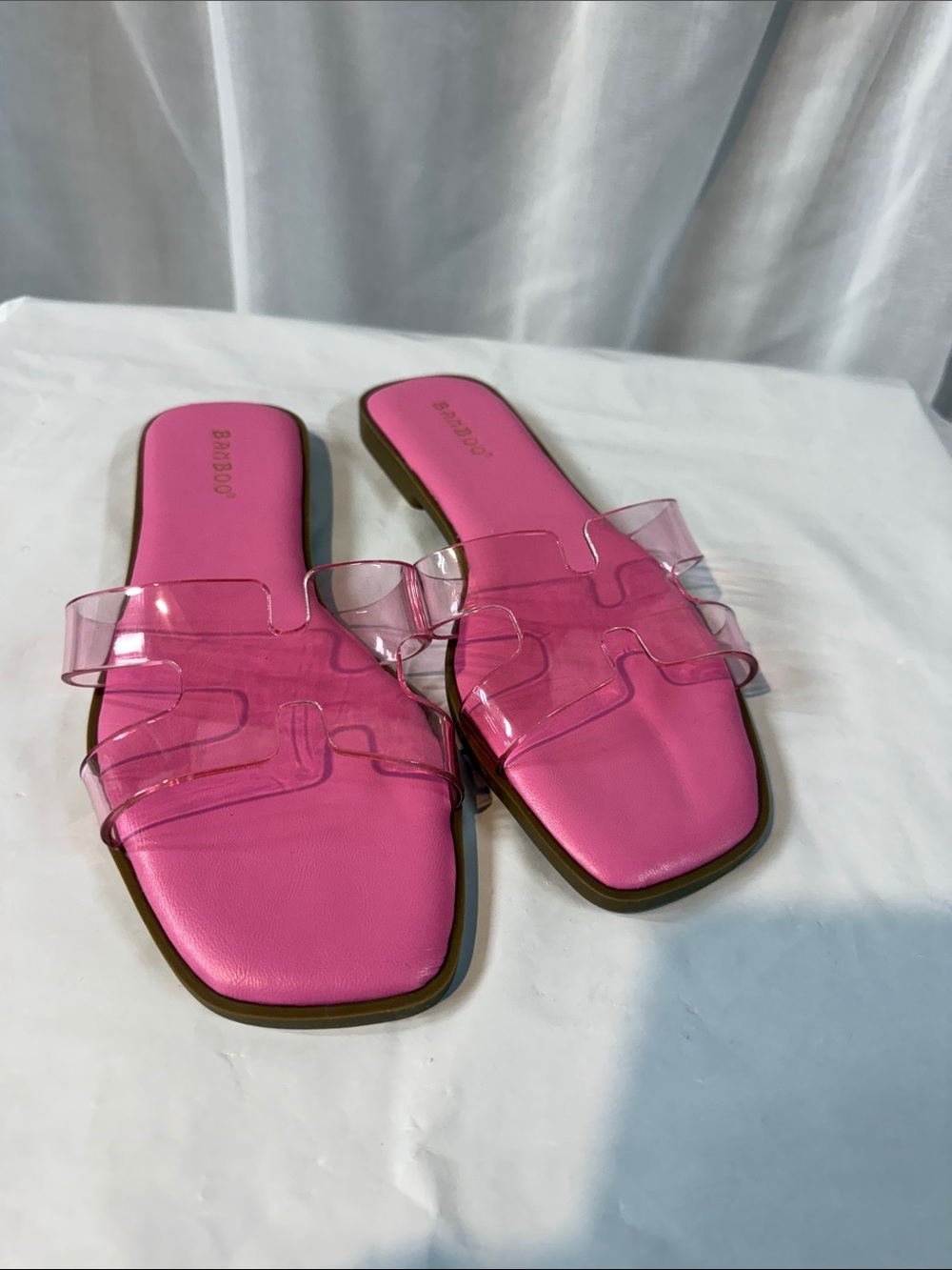 Pink Transparent Strap Slide Jelly Sandals🚌